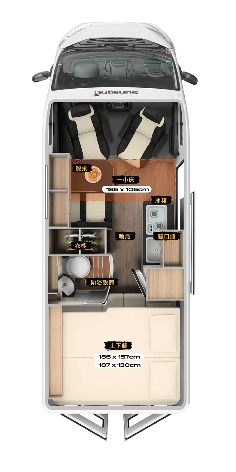 露營車內部平面圖